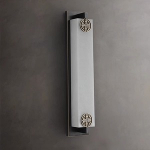 โคมไฟติดผนังทองแดงแท้ลายหินอ่อน ดีไซน์หรูหรา สไตล์จีนร่วมสมัย รูปทรงยาว สำหรับห้องนั่งเล่น ฉากหลังทีวี ห้องนอน ข้างเตียง-ไม่ต้องเดินสายไฟ - Product Image 2