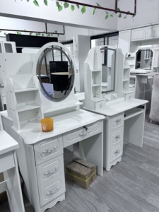 유럽 디자인 수납 화장대 세트 코너형 화이트 화장대 스탠딩 LED 거울 호텔 침실 가구용 화장대 - Product Image 4