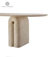 Table à manger en travertin de style Roma, magnifique et personnalisée, avec pieds courbes, pour salon, table basse en marbre, commande sur mesure
