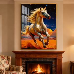 Pintura de Porcelana con LED de Caballo Blanco, Decoración de Lujo para el Hogar, Arte Mural de Animales para Sala de Estar u Hotel, Venta al Por Mayor - Product Image 4