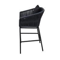 Ensemble de tabourets de bar modernes noirs pour patio, meubles de jardin, restaurant, table haute et 4 chaises