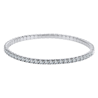 Gelang Tenis Elastis Bahan Stainless Steel 304 Berlapis Emas dengan Satu Baris Zirkonia Kubik, Dapat Disesuaikan, Tahan Air