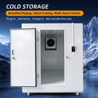 Chambre froide de supermarché, congélateur vitrine, chambre froide de plain-pied, porte vitrée, stockage pour l'épicerie, panneau PU, taille personnalisée, OEM, solaire, automatique