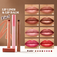 Crayon contour des lèvres cosmétique en gros, imperméable, anti-bavures, nude, avec logo personnalisé, 2-en-1, crayon à lèvres et rouge à lèvres