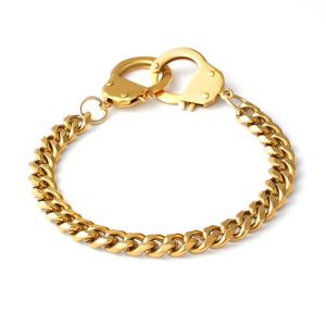 F461 Offre Spéciale mode lien cubain argent or acier inoxydable menottes chaîne bracelet bracelets breloques pour hommes - Product Image 1