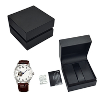 Mewah Premium hitam Pu kertas karton kulit koleksi hadiah pria wanita jam tangan perhiasan kotak kemasan dengan Logo