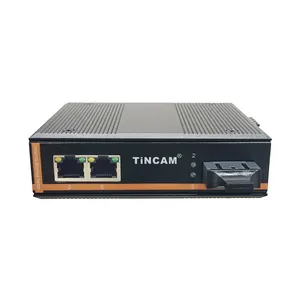 Convertidor de fibra a Rj45 de interruptor de red industrial TiNCAM, convertidor de medios industriales Sfp para cámara IP AHD CVI