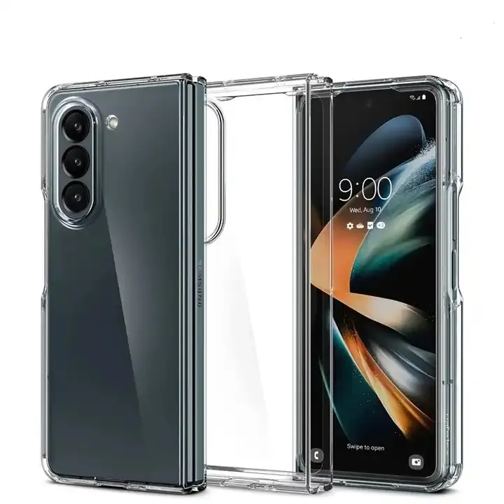 Funda transparente de acrílico para PC para Samsung Galaxy Z Fold 5, funda trasera transparente a prueba de golpes, funda protectora con tapa plegable 4 3