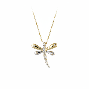 14K <b>Solid</b> <b>Gold</b> Fashion Dragonfly Charm <b>Pendant</b> Necklace Animal Necklace Fine Jewellery for Women Made in Turkey - Product Image 2