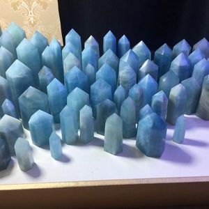 Bacchetta curativa blu naturale all'ingrosso della torre del quarzo dei punti di cristallo del Gmetone dell'acquamarina per la decorazione domestica - Product Image 4