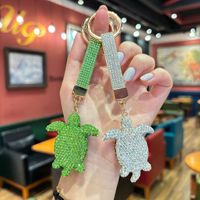 Porte-clés pendentif tortue mignonne en strass et alliage, accessoire pour sac, voiture, porte-monnaie, pour femmes et filles