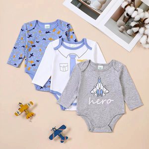 Mameluco infantil con patrón de coche para bebé, mameluco de manga larga de algodón, conjunto de 3 piezas para bebés recién nacidos de 0 a 1 años - Product Image 4