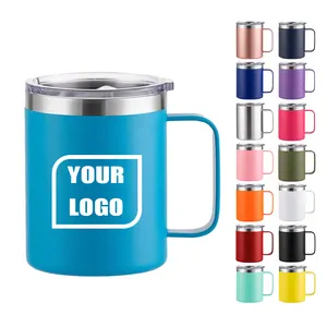 Logo personnalisé 12oz 14oz 16oz 24oz Tasse à gobelet sous vide à double paroi Tasse à café de camping isolée en acier inoxydable avec revêtement en poudre