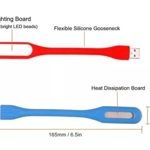 Lampe de lecture LED USB 5V mini multicolore flexible à clipser pour ordinateur portable, corps blanc et rouge, idéale pour la chambre - Product Image 3