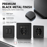 Prise murale EU en acier inoxydable DepoGuye 86x86mm, interrupteur Schuko français, panneau d'interrupteur USB Type-C, pour maison et hôtel
