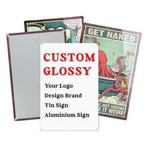 Desain kustom sublimasi putih tanda logam kosong Poster logam Retro tanda timah kustom grosir untuk Bar garasi dekorasi dinding - Product Image 3