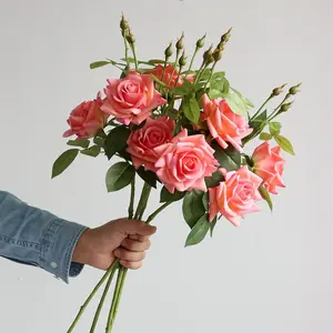 공급업체에 문의하기 인공 꽃 웨딩 가짜 장미 꽃 실크 진짜 터치 라텍스 인공 장미 홈 장식