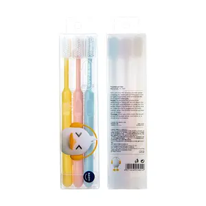 Wholesale of Japanese 3-pack covered toothbrushes, candy colored adult small head fine soft bristled toothbrushes manufacturer