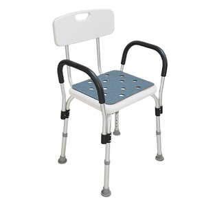 Chaise de douche avec accoudoirs et dossier en acier inoxydable, siège antidérapant pour équipement de sécurité dans la salle de bain - Product Image 4