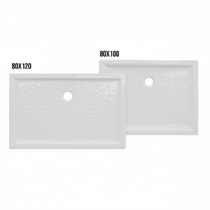 Plato de Ducha Rectangular de Cerámica 80x100 cm H6 con Orificio de Drenaje para Baño - Product Image 2