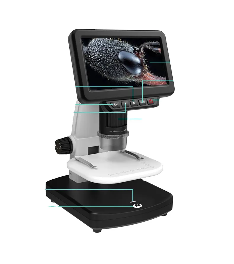 5" LCD Digital Microscope With 32GB SD Card 1500X 1080P Video Microscope 12MP Ultra-Precise Focusing LED Fill Lights