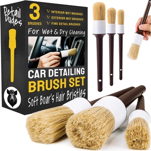 Ensemble de brosses de détaillage automobile LQ260907, 3 pièces, kit intérieur par Detail Dudes Boar Hair Supplies - brosses de nettoyage à poils doux pour l'extérieur - Product Image 1