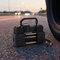 12V Car Tire Inflator Heavy Duty Deluxe Portable Metal Compressor Dual Cylinder Auto Inflatable Pump Gauge 150psi Emergency