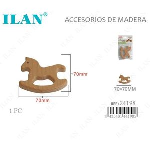 Accessorio in legno a forma di cavallo Ilan 70x70mm per artigianato e decorazioni - Product Image 1
