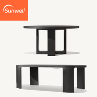 Ensemble de table de salle à manger d'extérieur de luxe moderne pliable en aluminium léger et imperméable, table de patio à séchage rapide avec 6 chaises pour cour