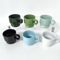 Tasses à café empilables en porcelaine 270 ml – Tasses minimalistes pour café et thé avec anse – Vente directe usine pour service de table en café