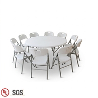 Nouvelle table pliante 10 places table pliante ronde en plastique banquet salle à manger table pliante blanche