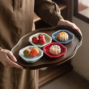 <b>Ceramics</b> Small Tea And Snack <b>Plate</b> Square Exquisite Dessert <b>Plate</b> For Home Living Room Fruit Dish Tea Break Party Use - Product Image 3