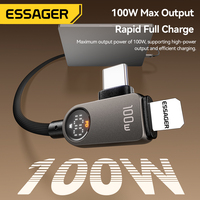 ESSAGER ES-X88 Cable de Carga Rápida USB Tipo C a Tipo C con Pantalla Digital 2 en 1, Trenzado, 5A PD 100W, para Laptop, Teléfono, iPhone