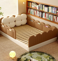 Lit pour enfants, filles et garçons, moderne, durable, en bois, lit tatami au sol, avec barrière de sécurité, pour chambre à coucher, gymnase, école, appartement, hôtel
