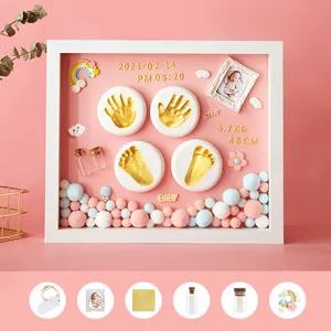 निजीकृत DIY Handprints फ्रेम-शिशुओं और बच्चों के लिए एक अद्वितीय और विशेष उपहार के साथ गैर विषैले हाथ की रेखा मिट्टी