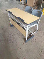Mobilier scolaire Ensemble bureau et chaise d'étudiant Table d'ordinateur de bureau en acier avec tiroir et chaise