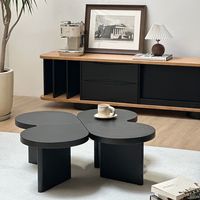 Table basse en bois noir style Wabi-Sabi, forme irrégulière moderne, design papillon spécial pour salon