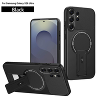 Étui de protection antichoc Lichicase Business Kickstand avec texture en fibre de carbone pour Samsung A27 S27 Pro S27 Ultra