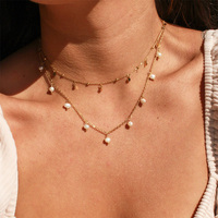 Collier de perles d'eau douce en acier inoxydable plaqué or 18 carats pour femmes élégantes collier de perlas