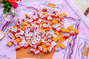 Fichas de Mahjong de Lujo con Diseño Floral Champán para Noche de Juegos, Fiesta de Cumpleaños, Entretenimiento para Adultos, Regalo - Product Image 4
