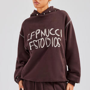 <span class=keywords><strong>Felpa</strong></span> con <span class=keywords><strong>cappuccio</strong></span> da <span class=keywords><strong>donna</strong></span> personalizzata con ricami firmati e perle in maglia stile Casual per il Logo frontale con <span class=keywords><strong>cappuccio</strong></span> della stagione autunnale - Product Image 5