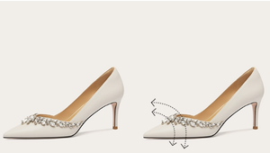 Elegant Nude Custom Microfiber Mary Jane Pumps with Super.<b>Pointed</b> Head Thin Heels Rhinestone Decoration Slip-On Closure - Product Image 5