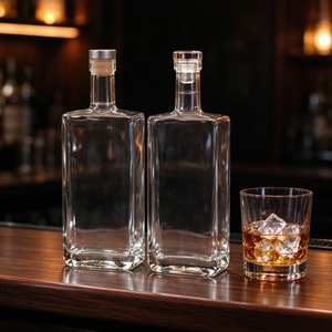Bouteille de vin en verre français de haute qualité 100ml 200ml 500ml avec bouchon, bouteille vide pour liqueur, vin, <span class=keywords><strong>whisky</strong></span>, tequila, vodka avec bouchon - Product Image 2