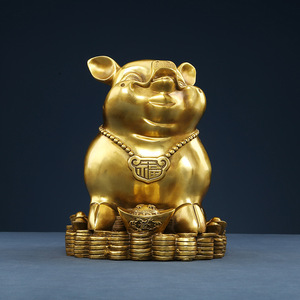 Copper World Brass Pig Figurine Large Size Handmade Home Decoration Living Room <b>Ornament</b> Gift - Product Image 3