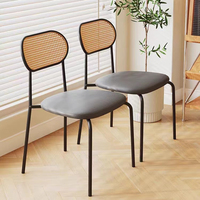 Chaise de salle à manger en velours style ferme moderne avec structure en fer empilable sans accoudoirs - Meubles pour salon et salle à manger