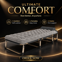 Canapé-lit pliant multifonctionnel, lit simple portable, divan avec matelas souple, cadre en métal pour appartement, hôtel
