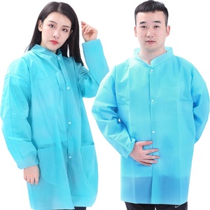 เสื้อโค้ทแลประบายอากาศสีขาวแบบใช้แล้วทิ้งเสื้อโค้ทแลปผ้านอนวูฟเวน - Product Image 2