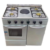 Cuisinière verticale électrique haut de gamme personnalisée à 4 brûleurs gaz avec four et armoire de rangement sous le brûleur à gaz