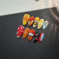 Uñas Postizas de Primavera y Verano, Serie de Colores Claros, Relieve 3D, Flores Sintéticas Brillantes, Hechas a Mano, de Alta Calidad