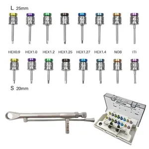 Kit de Implante Dental Manual, Instrumentos Quirúrgicos, Destornilladores Protésicos Universales, Llave Dinamométrica, Herramientas de Reparación, Restauración, Dentista